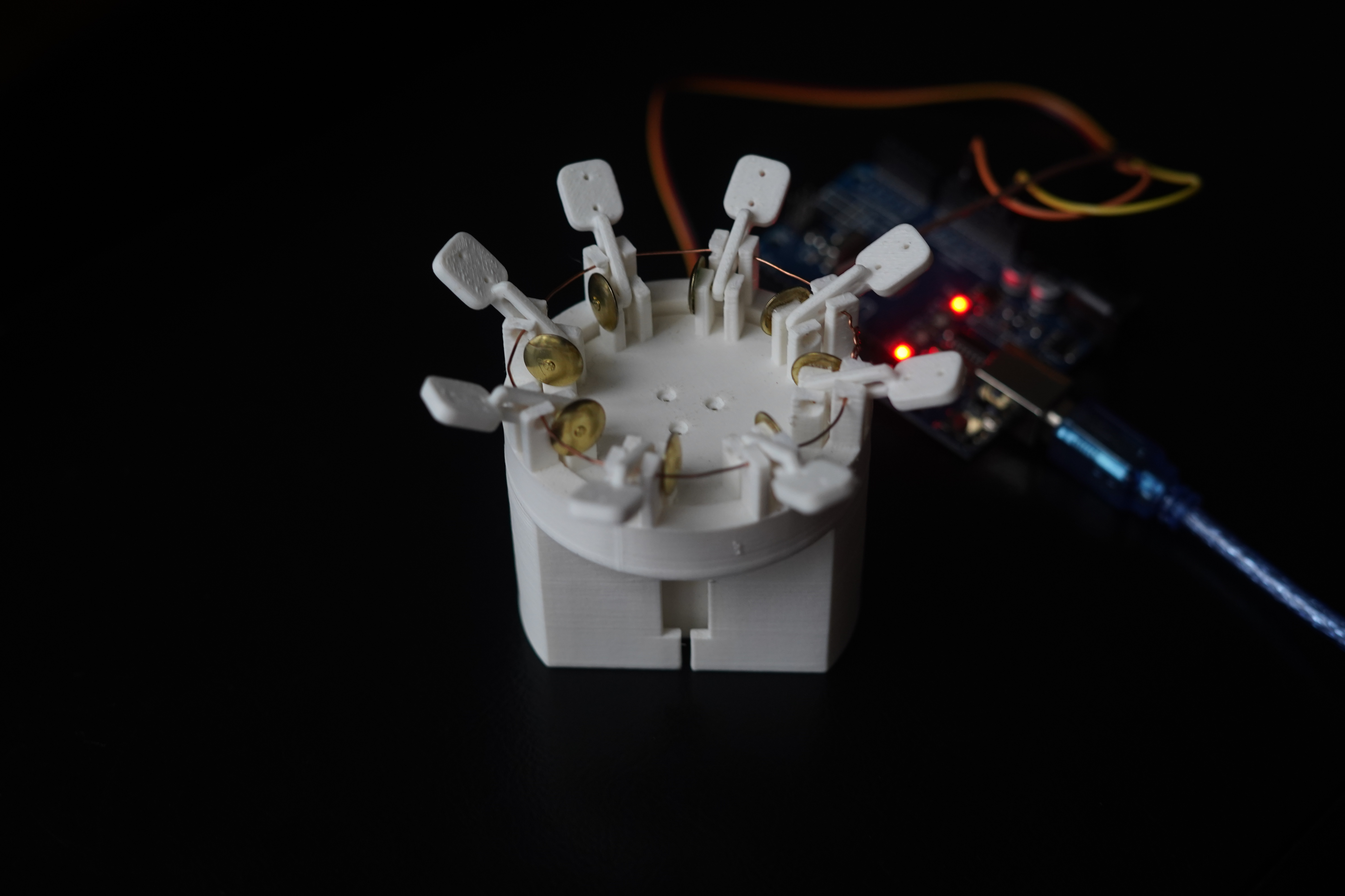 Final view of the first mechanical flower setup